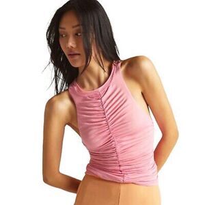 Anthropologie Pilcro Reversible Ruched Pink Orange Sleeveless Top Size XS